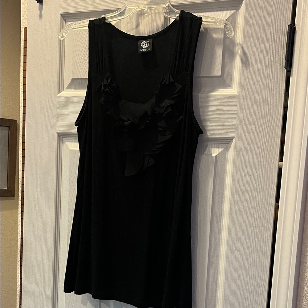 Bobeau Black Ruffle Tank Top